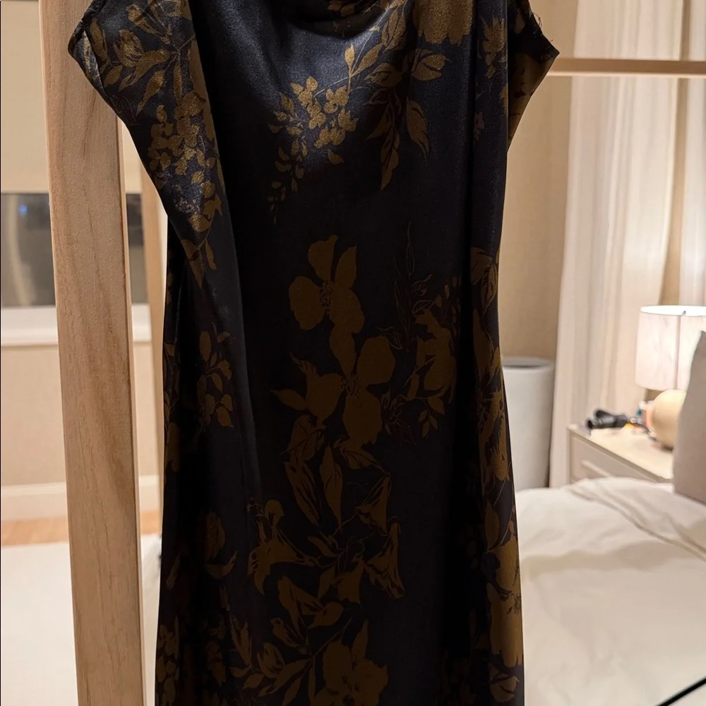 Reformation Silk Black Brown Floral Slip Dress - Picture 2 of 7